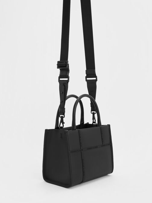 Avenue Contrast-Trim Tote Bag, Black, hi-res