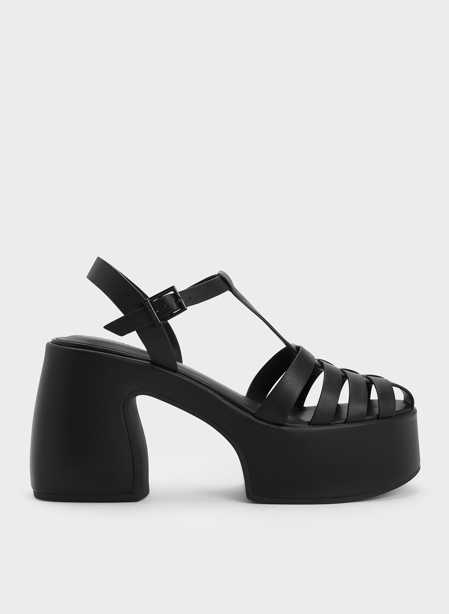 Interwoven Platform Gladiator Sandals, Black, hi-res