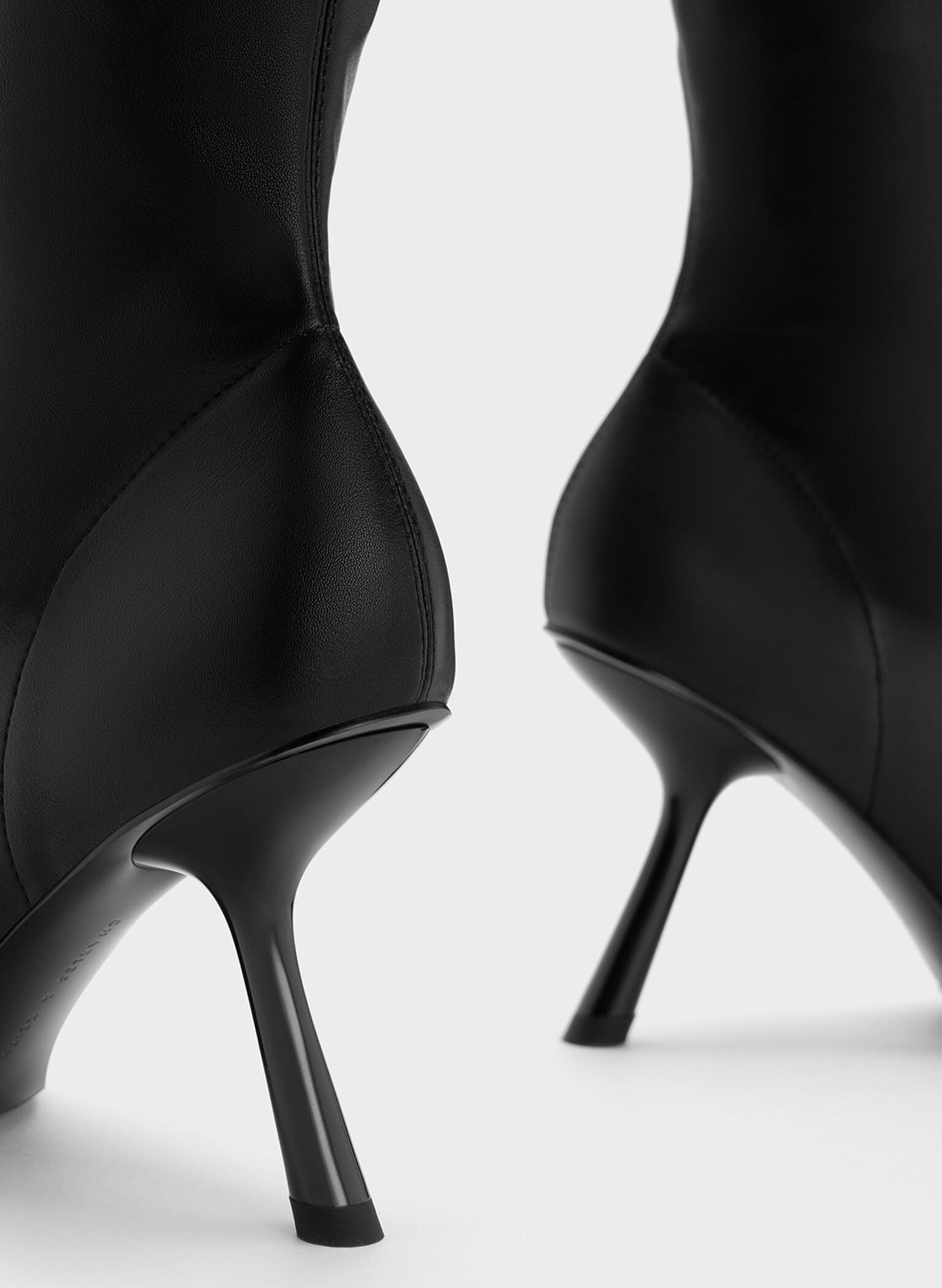 Slant-Heel Knee-High Boots, Black, hi-res
