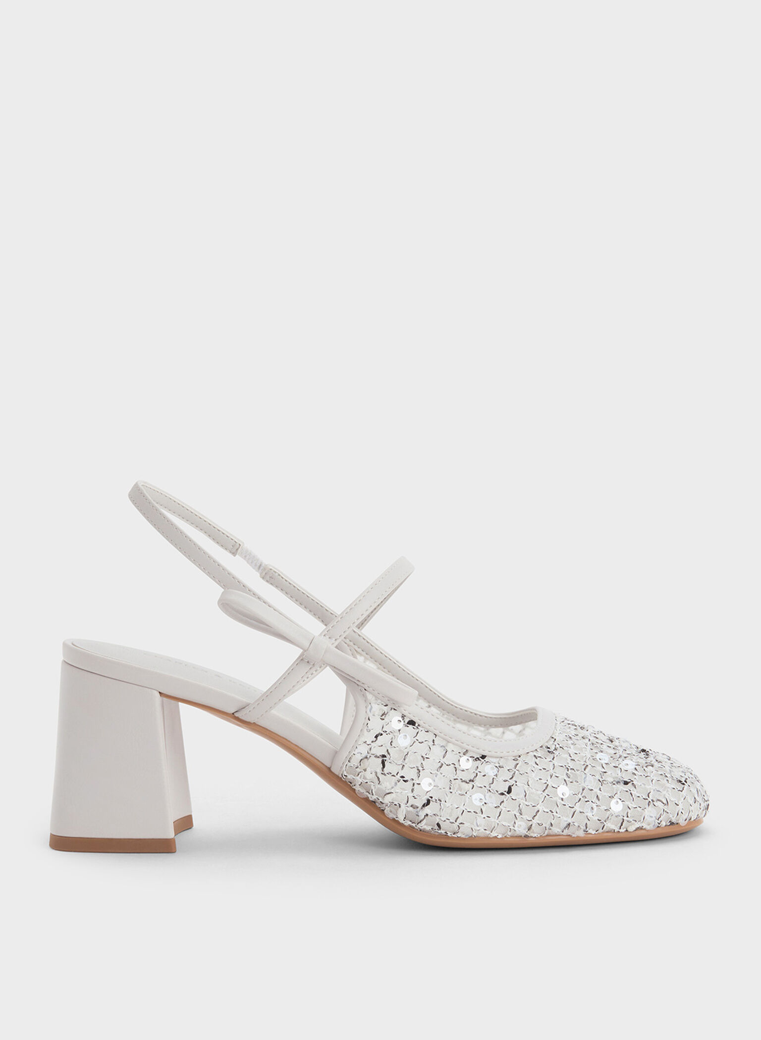 Mesh Sequinned Slingback Mary Jane Pumps, Multi, hi-res