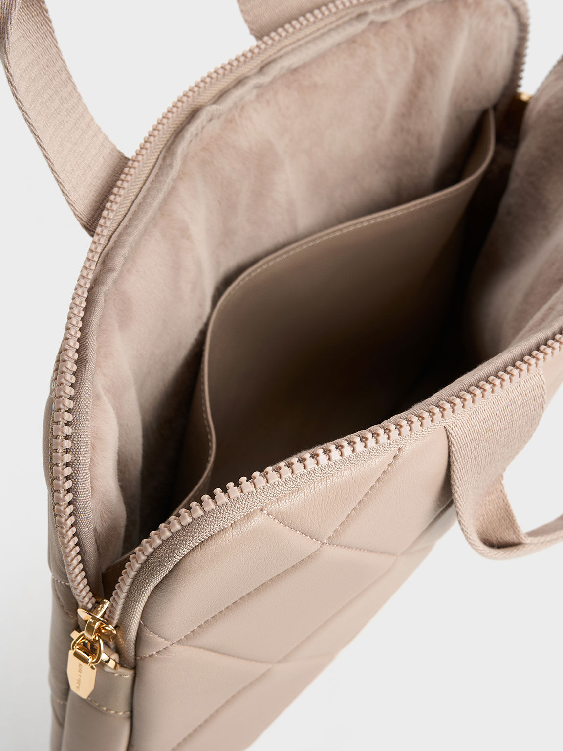 Taupe Aubrielle Quilted Laptop Bag CHARLES KEITH UK