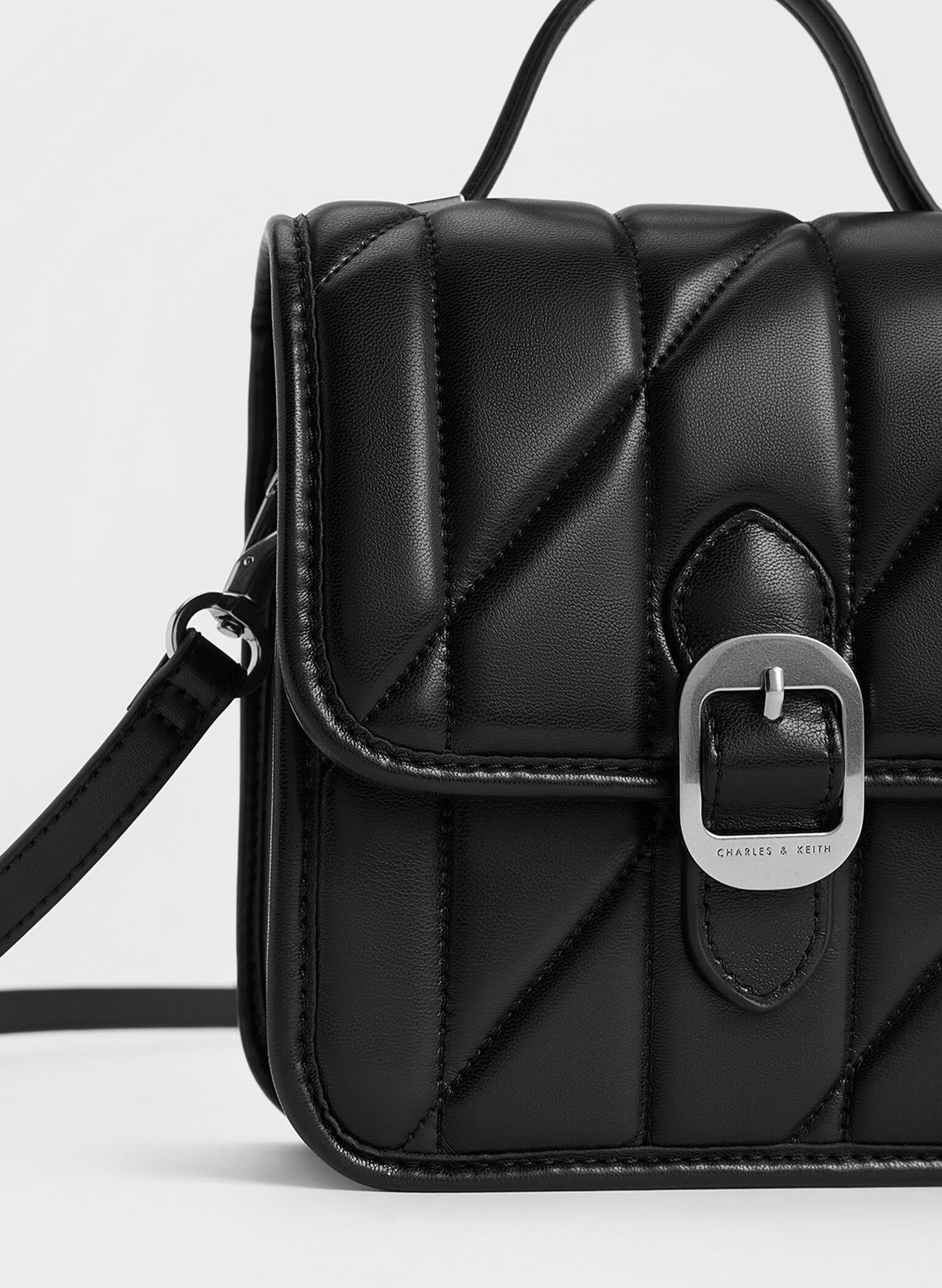 Lin Quilted Belted Backpack, Noir, hi-res
