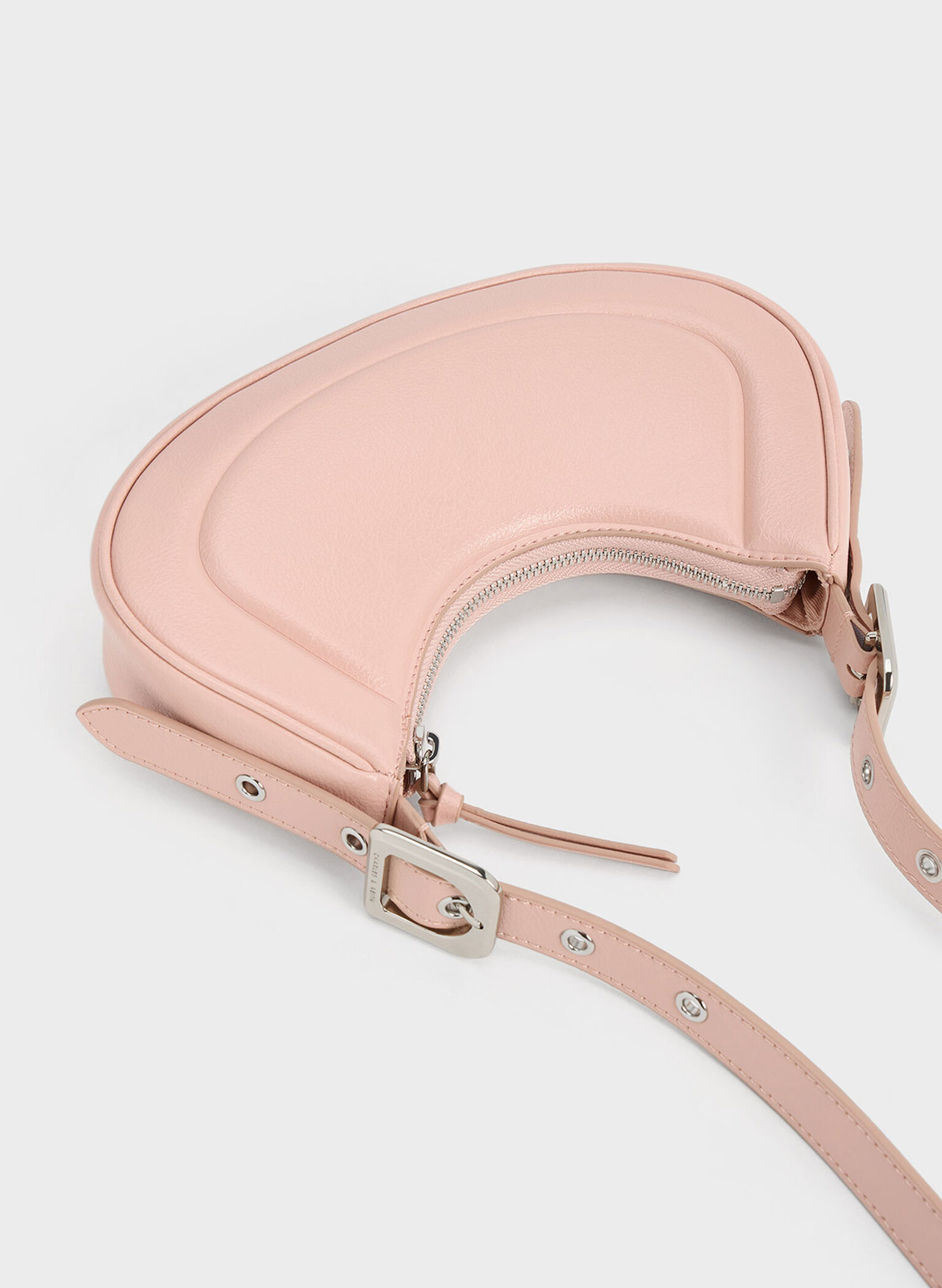 Petra Curved Shoulder Bag, Pink, hi-res