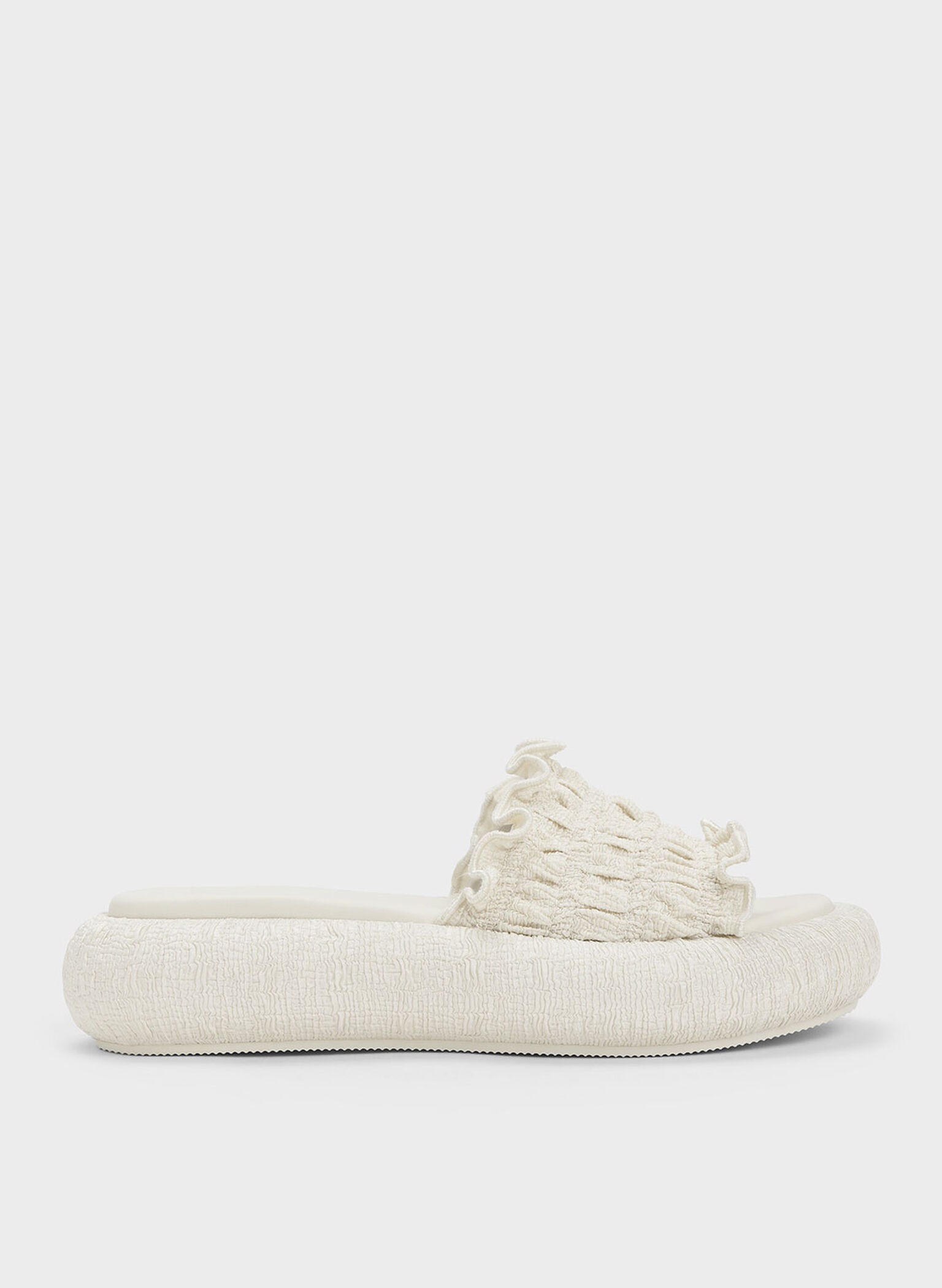 Nuala Ruched Flatforms, Cream, hi-res