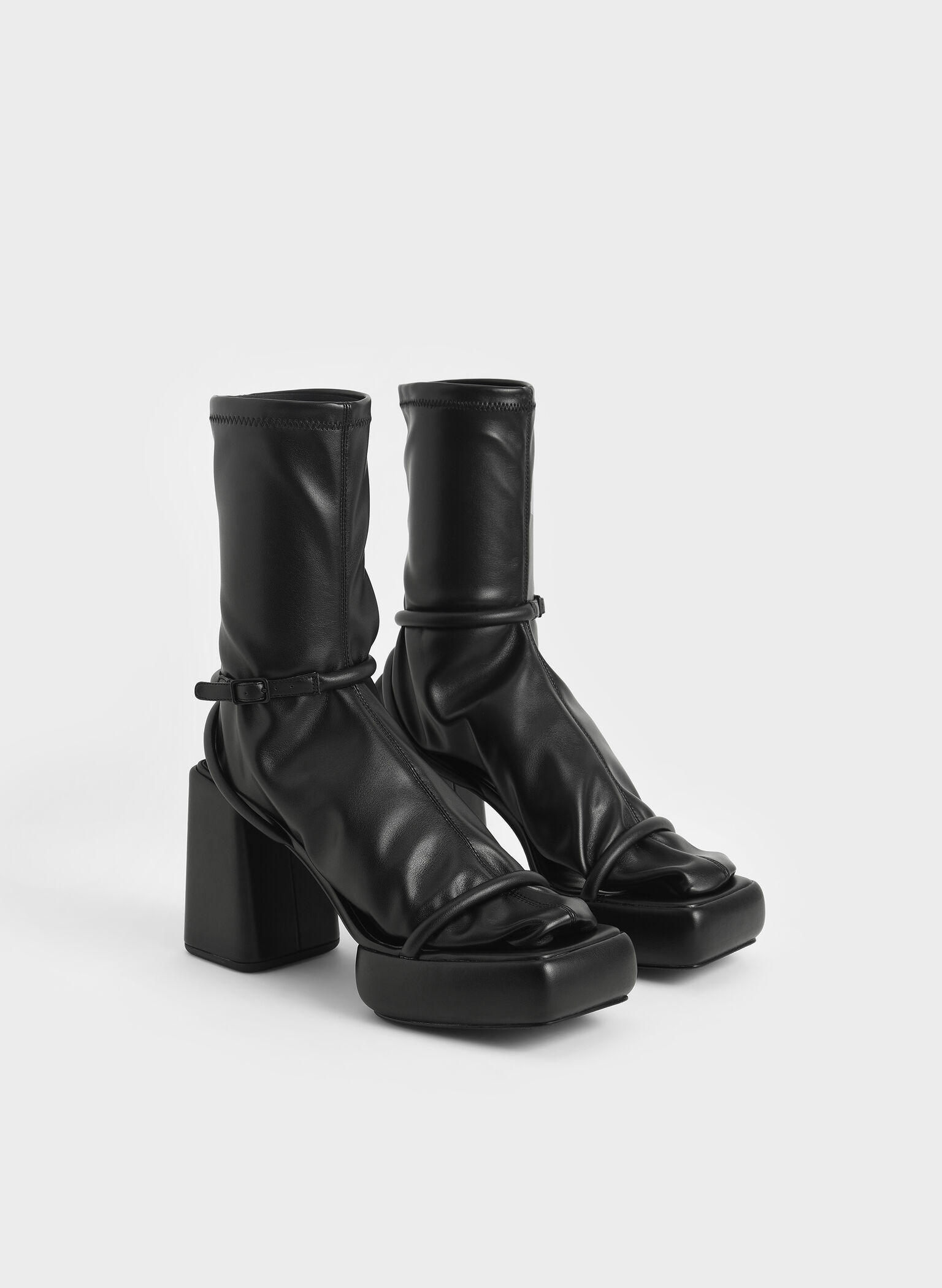 Lucile Platform Calf Boots, Black, hi-res