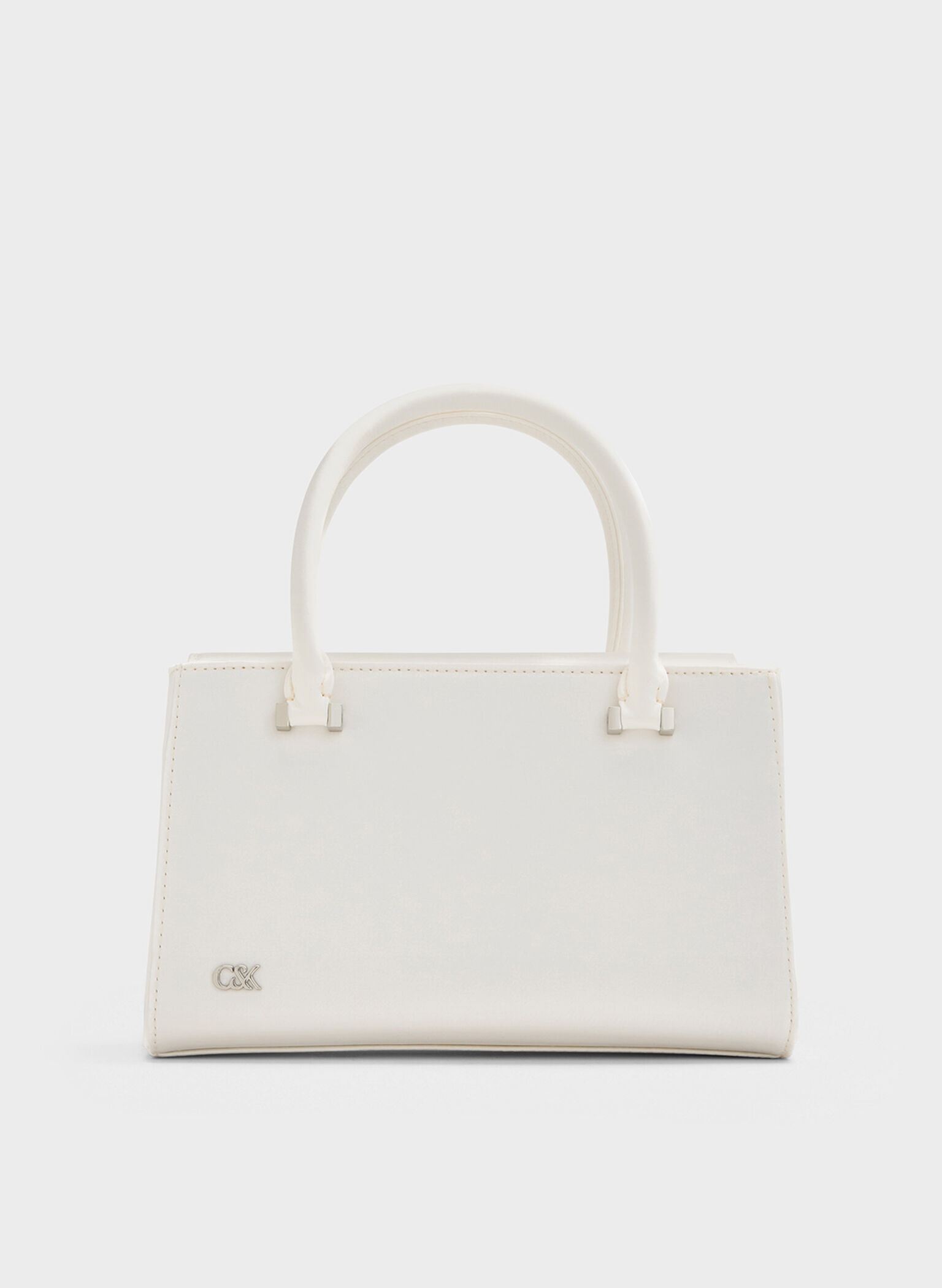 Satin Boxy Tote Bag, White, hi-res