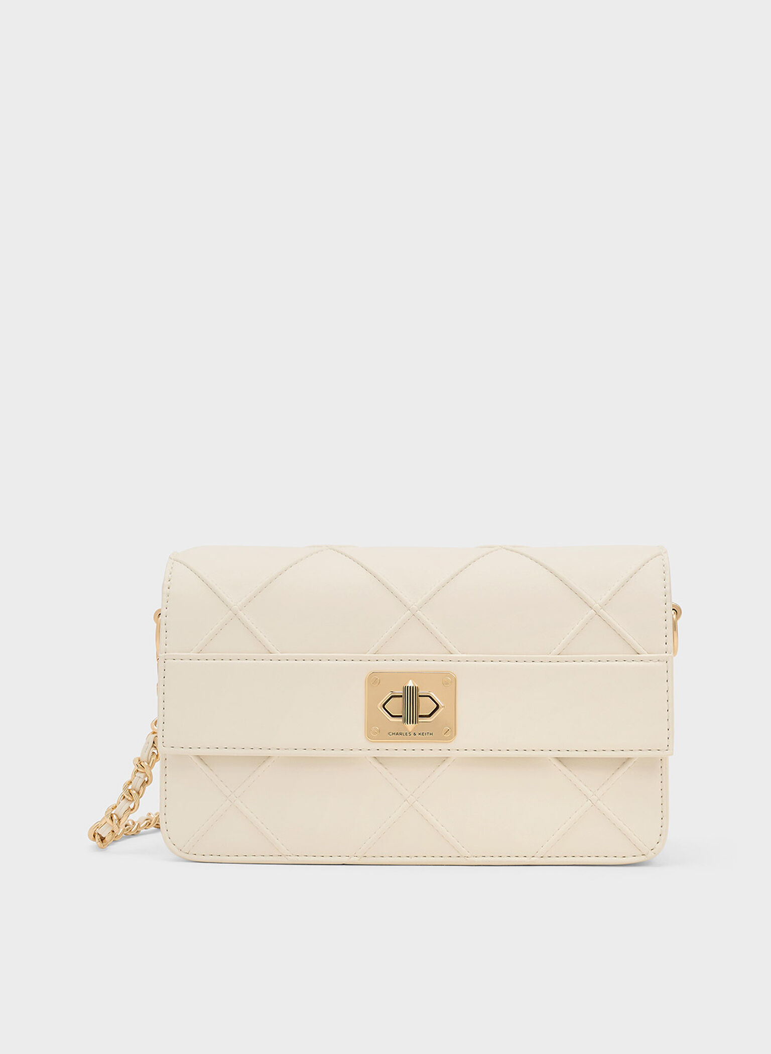Eleni Quilted Crossbody Bag, Cream, hi-res