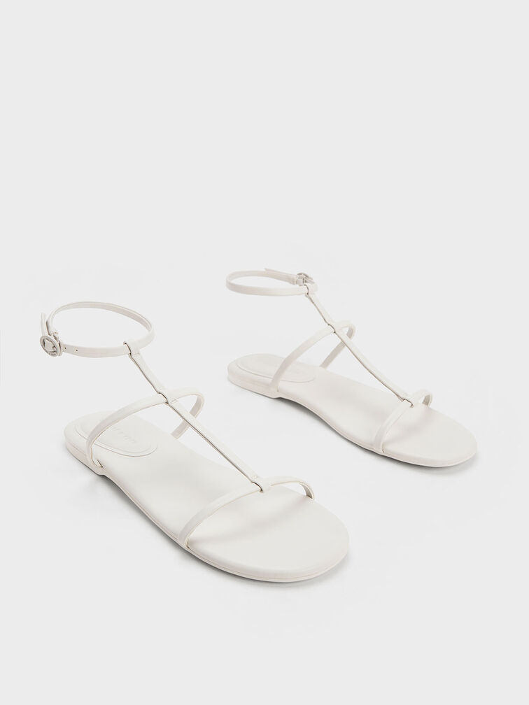 Recycled Polyester Gladiator Sandals, White, hi-res