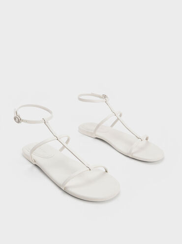 Recycled Polyester Gladiator Sandals, White, hi-res