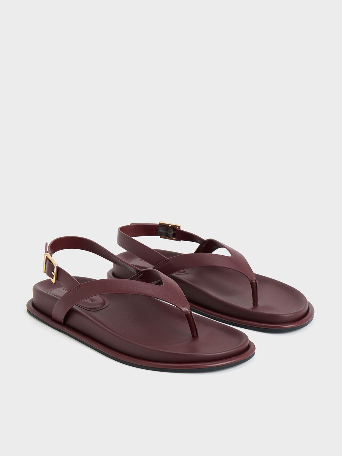 V Strap Thong Sandals Burgundy