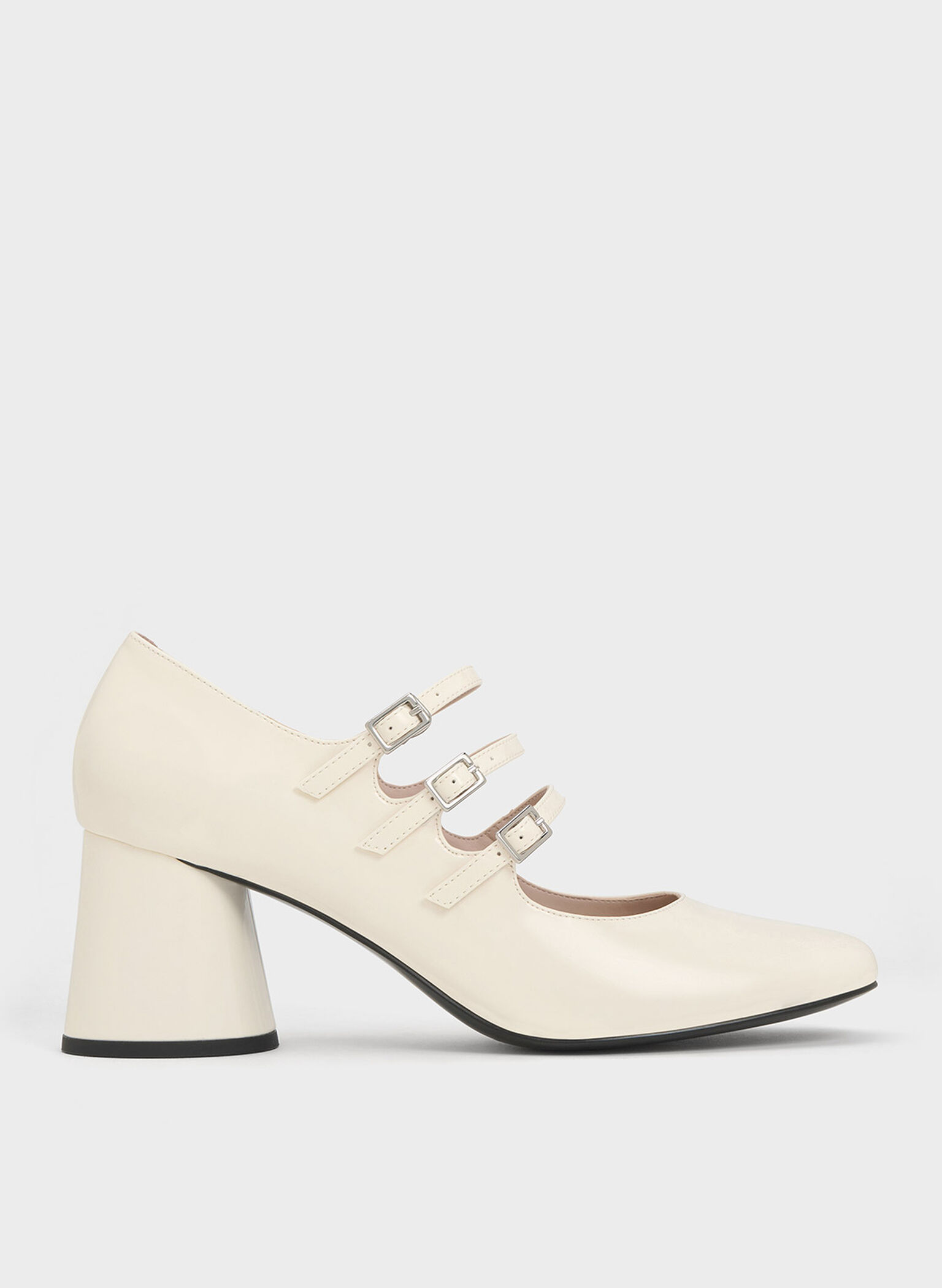 Claudie Patent Buckled Mary Janes, Chalk, hi-res