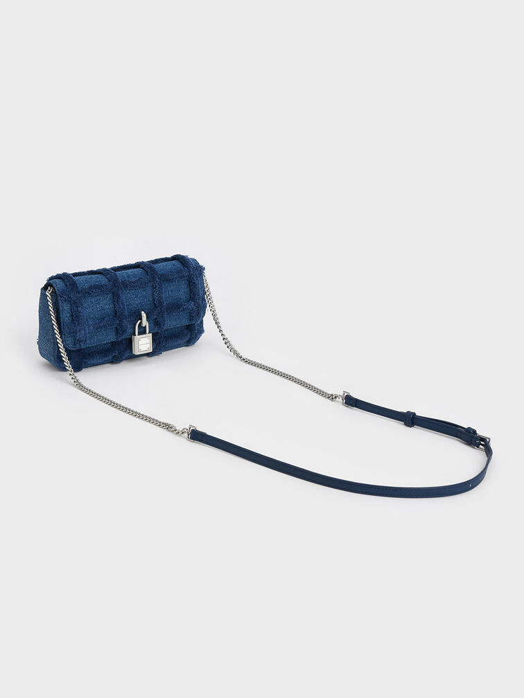 Suki Denim Fringe Crossbody Bag, Denim Blue, hi-res
