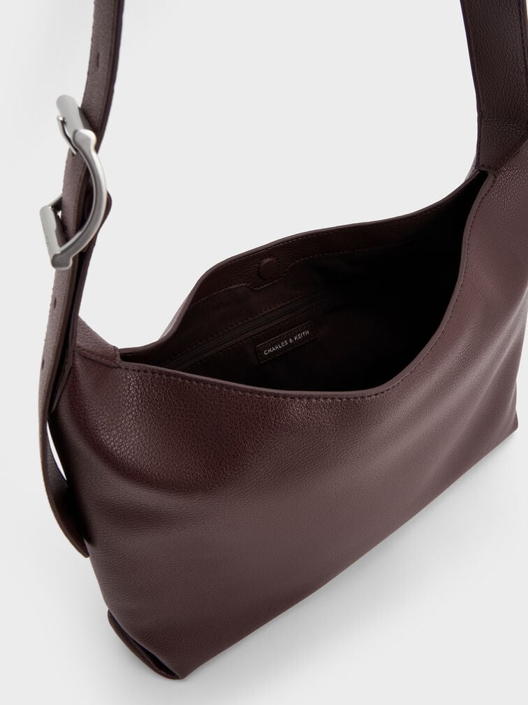Gwynne Buckle-Strap Hobo Bag, Plum, hi-res