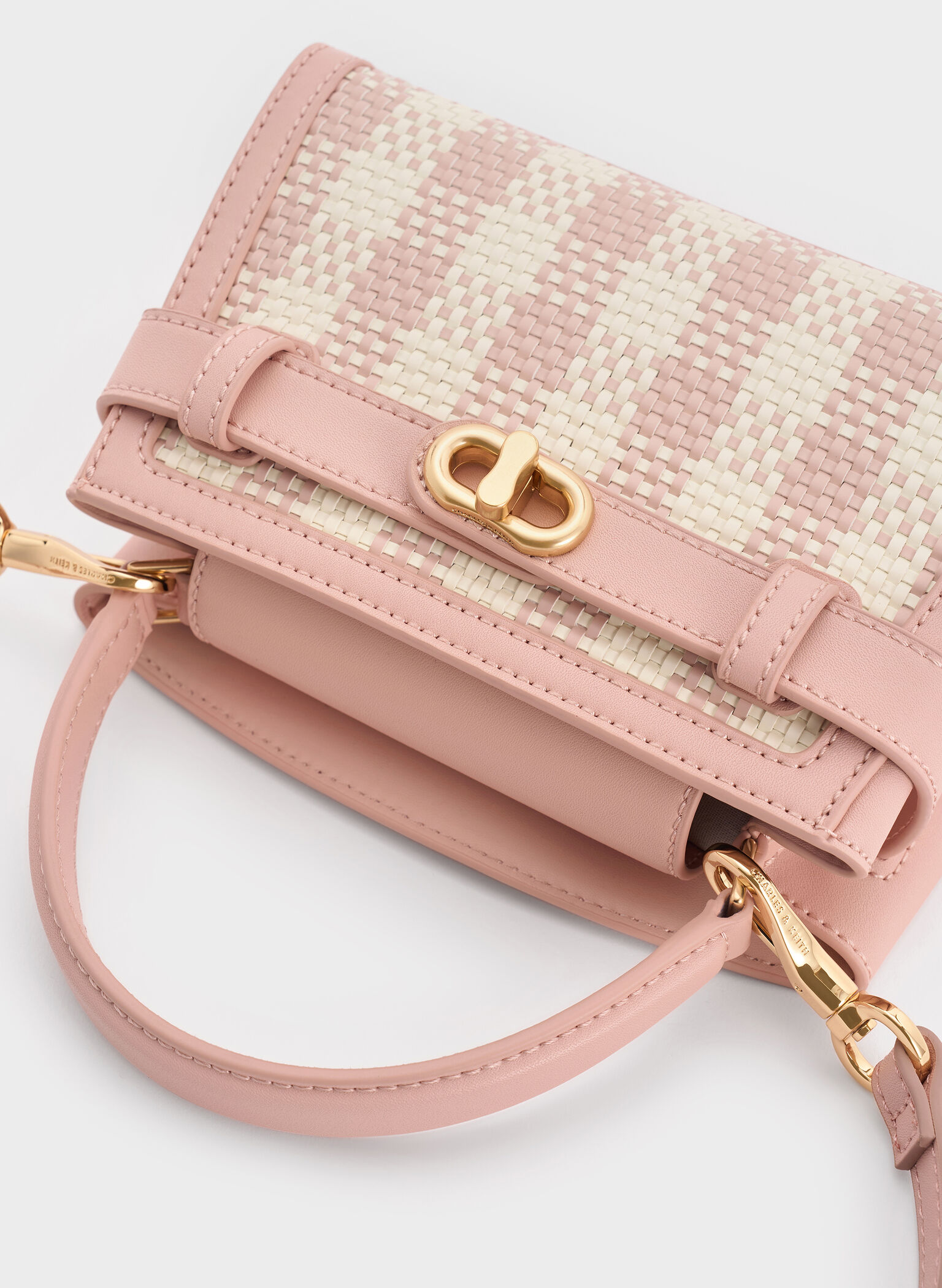 Aubrielle Checkered Top Handle Bag, Light Pink, hi-res