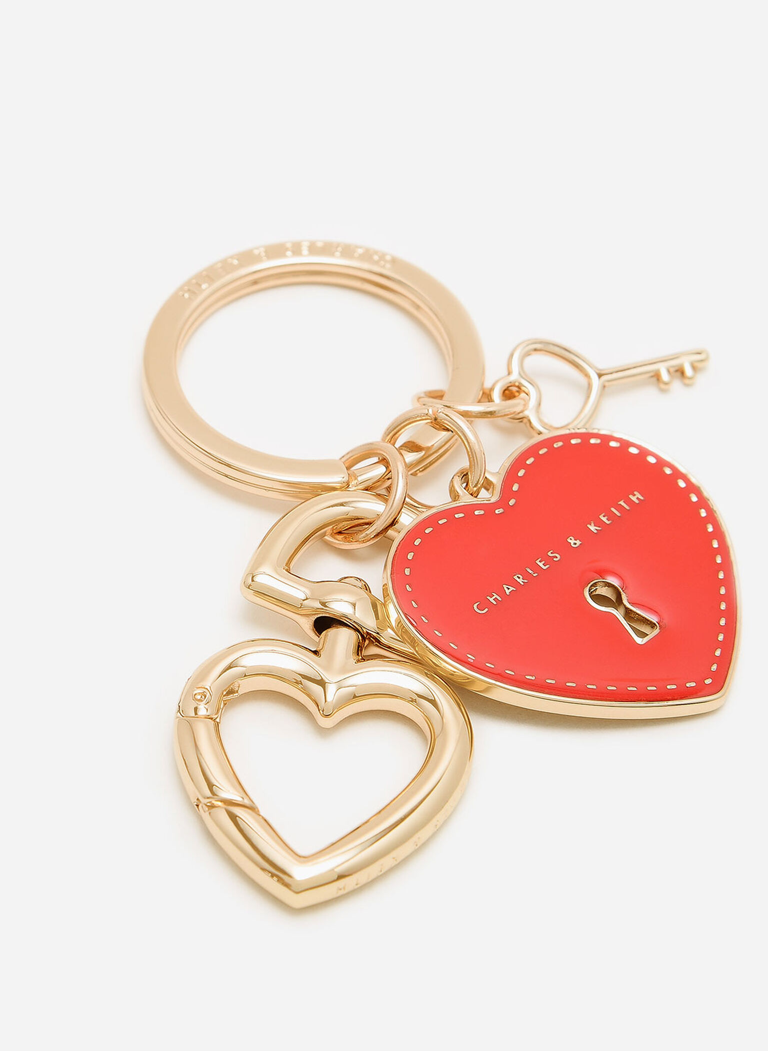 Heart Lock Keychain, Red, hi-res