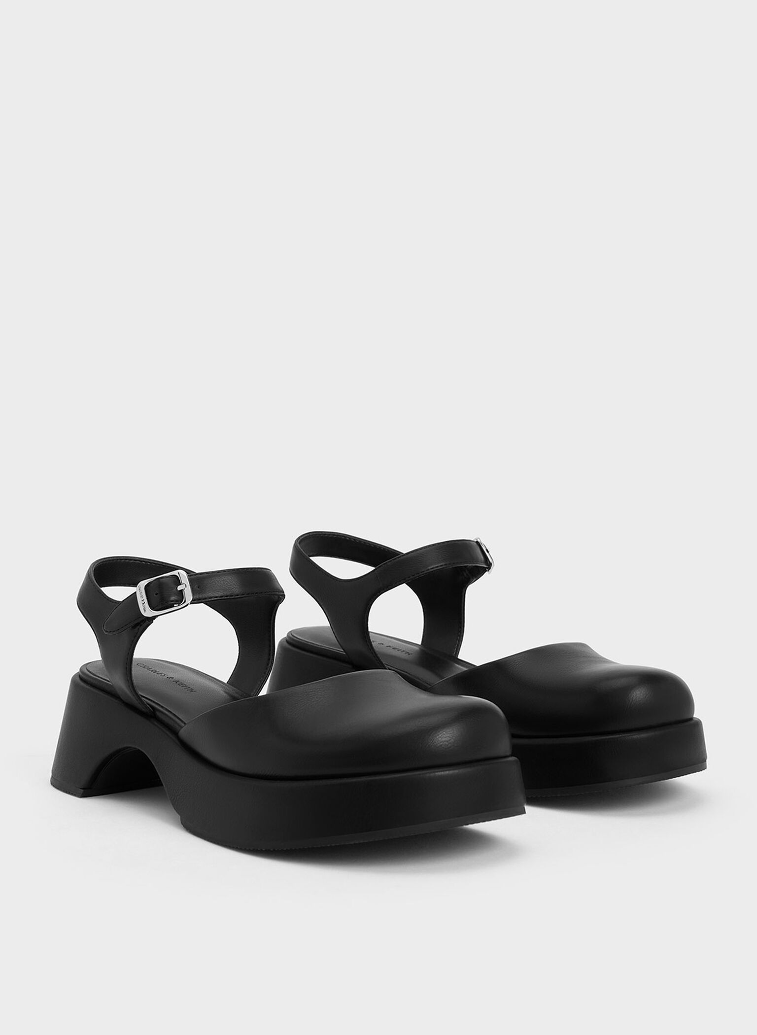 Nerina Ankle-Strap Platform Flats, Black, hi-res