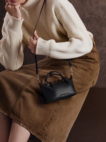 Sammie Knotted-Handle Tote Bag, Black, hi-res