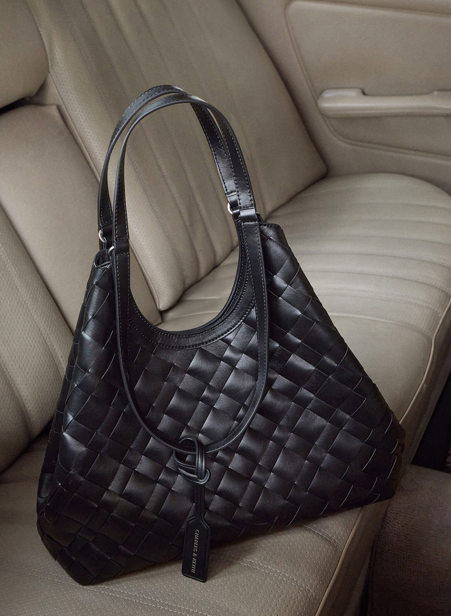 Ivette Woven Tote Bag, Noir, hi-res