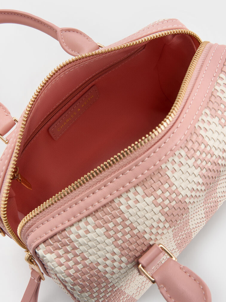 Everleigh Checkered Bowling Bag, Light Pink, hi-res