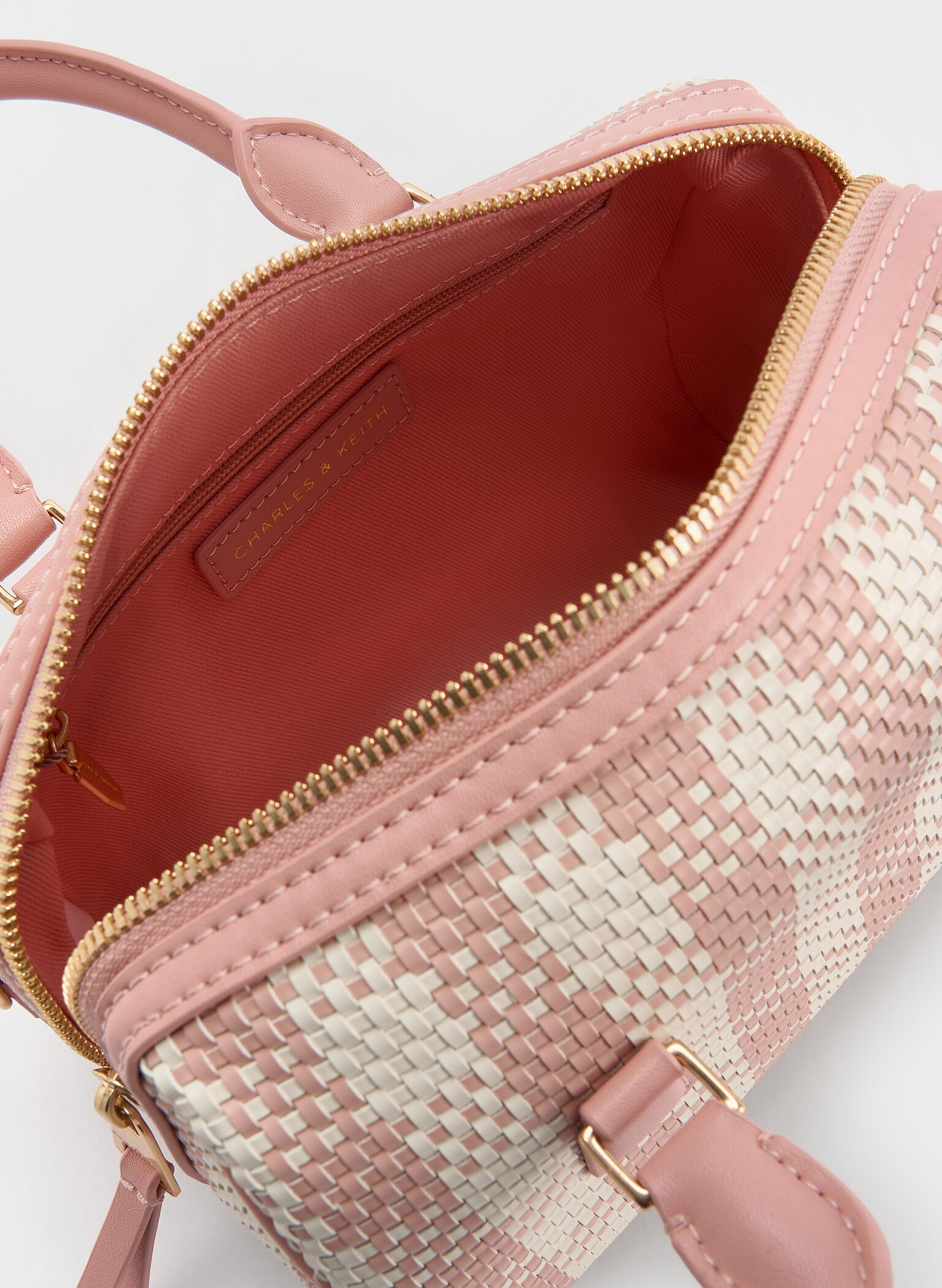 Everleigh Checkered Bowling Bag, Light Pink, hi-res