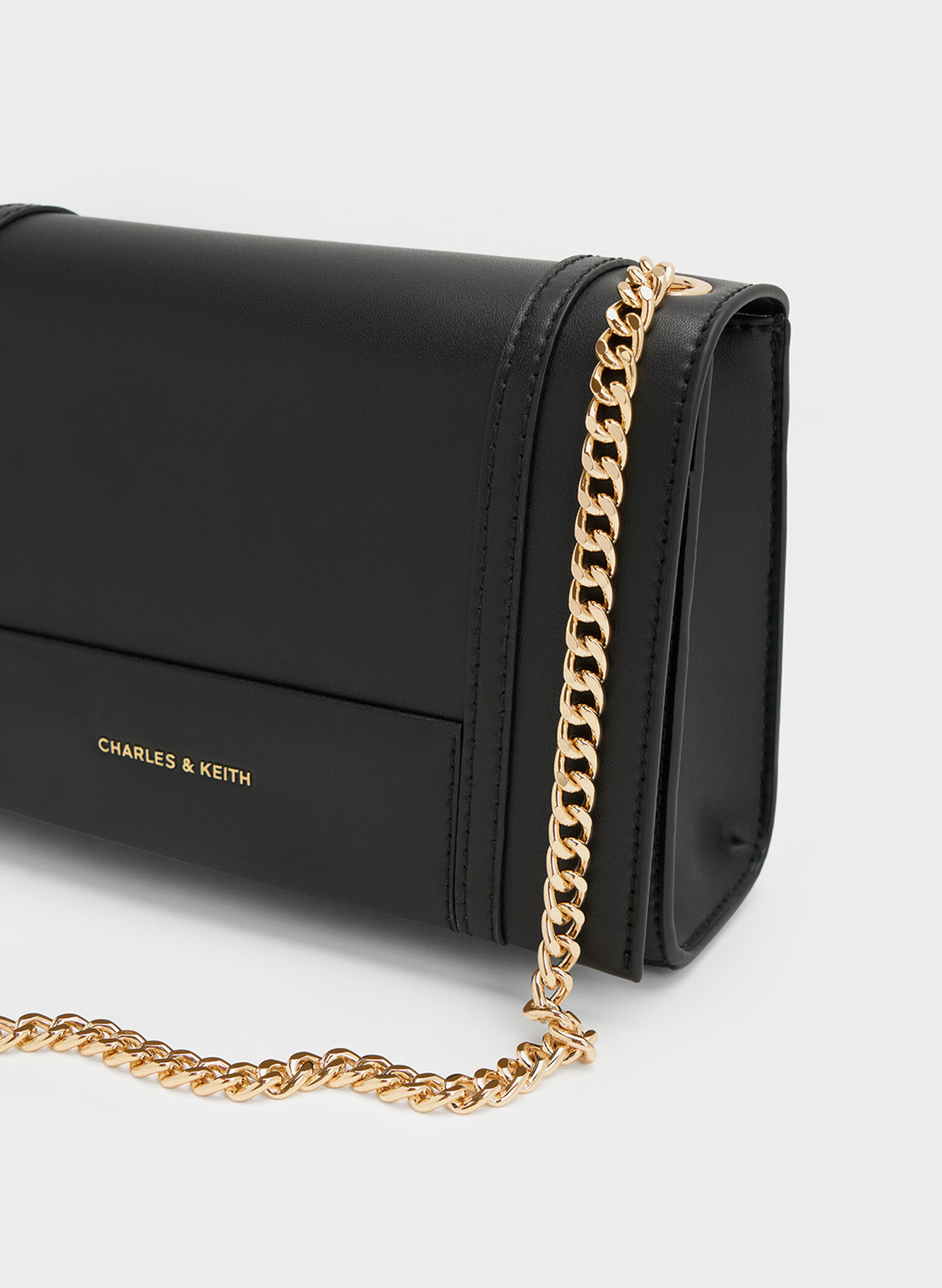 Shalia Chain-Strap Shoulder Bag, Black, hi-res