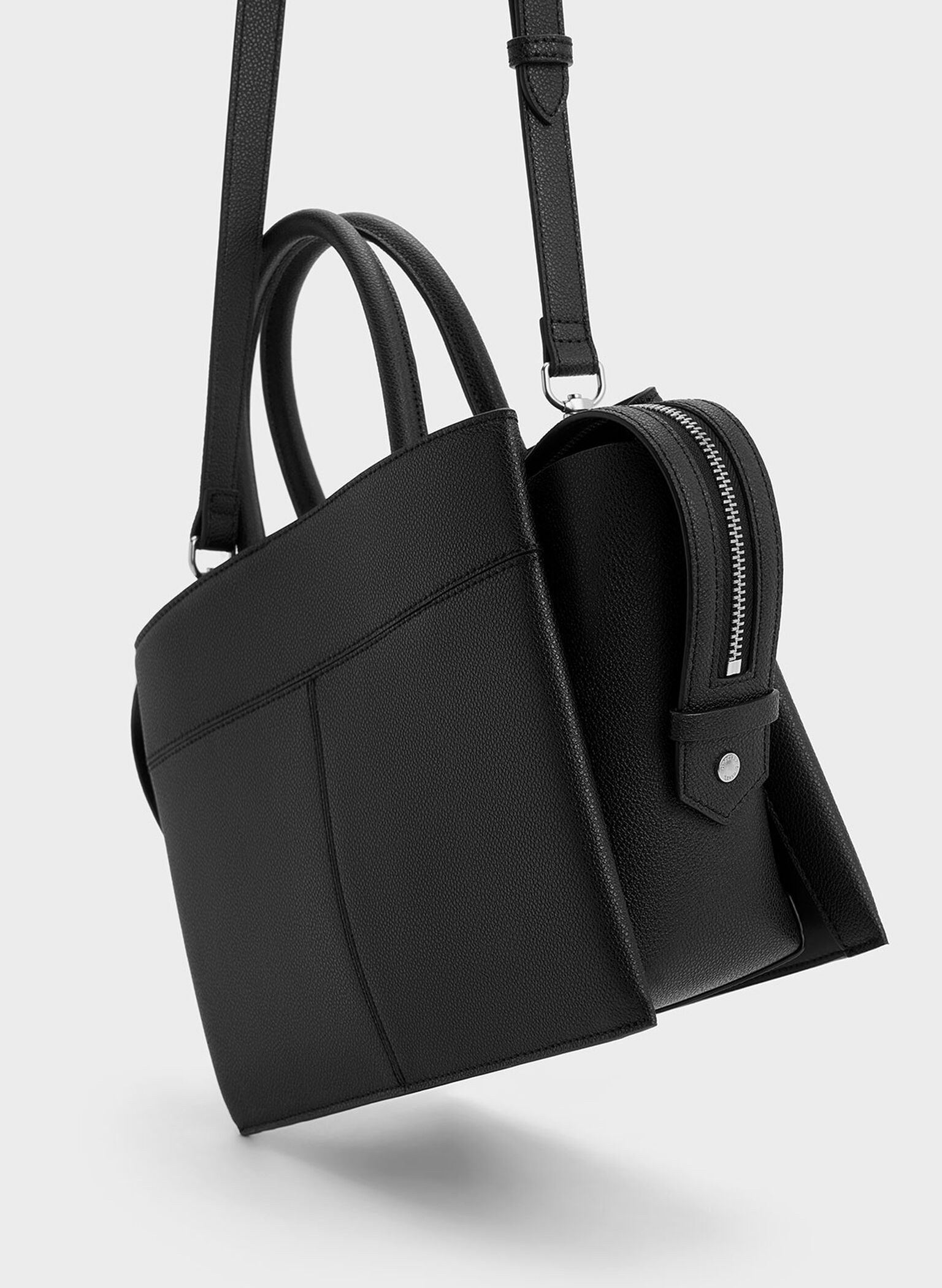 Anwen Trapeze Top Handle Bag, Noir, hi-res