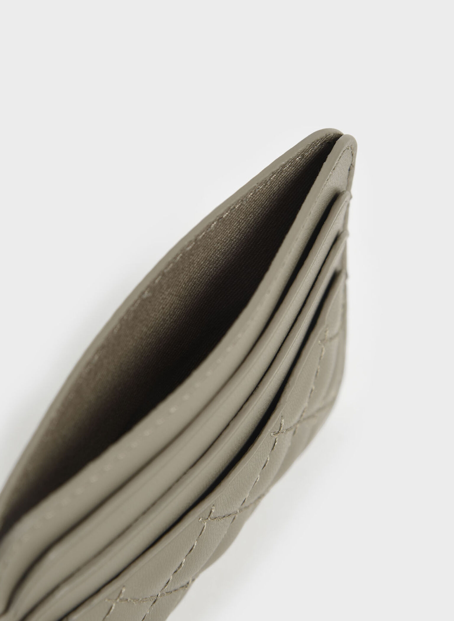 Cleo Quilted Card Holder, Taupe, hi-res