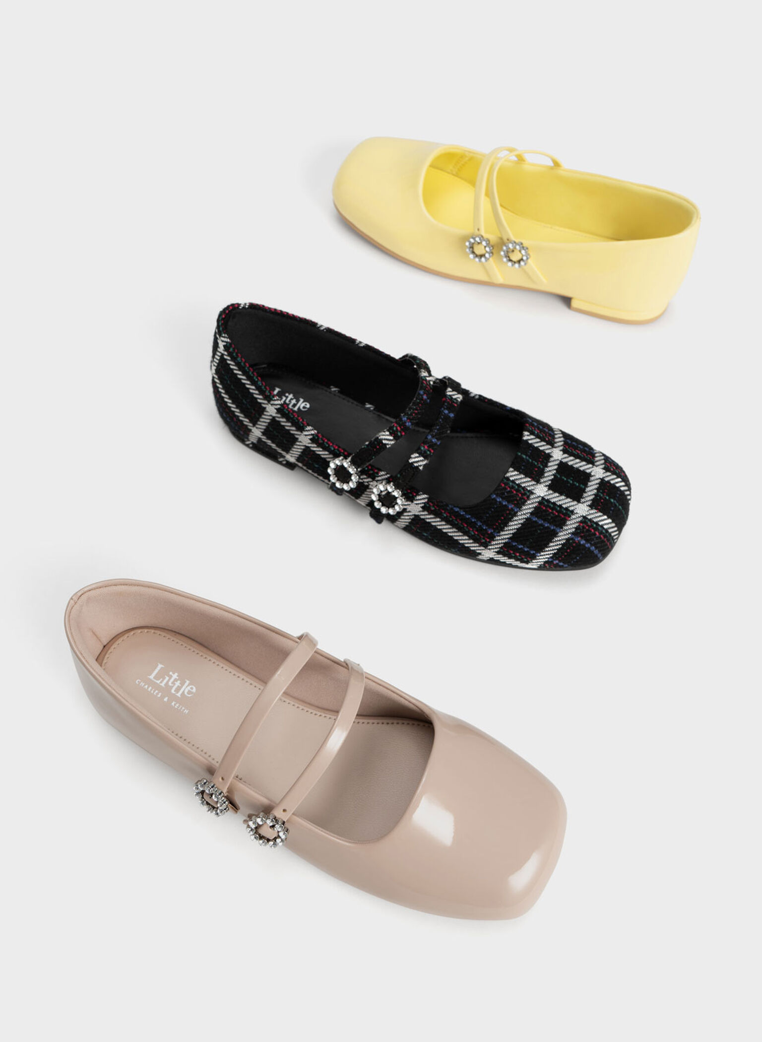 Girls' Gem-Embellished Patent Mary Janes, Blush, hi-res