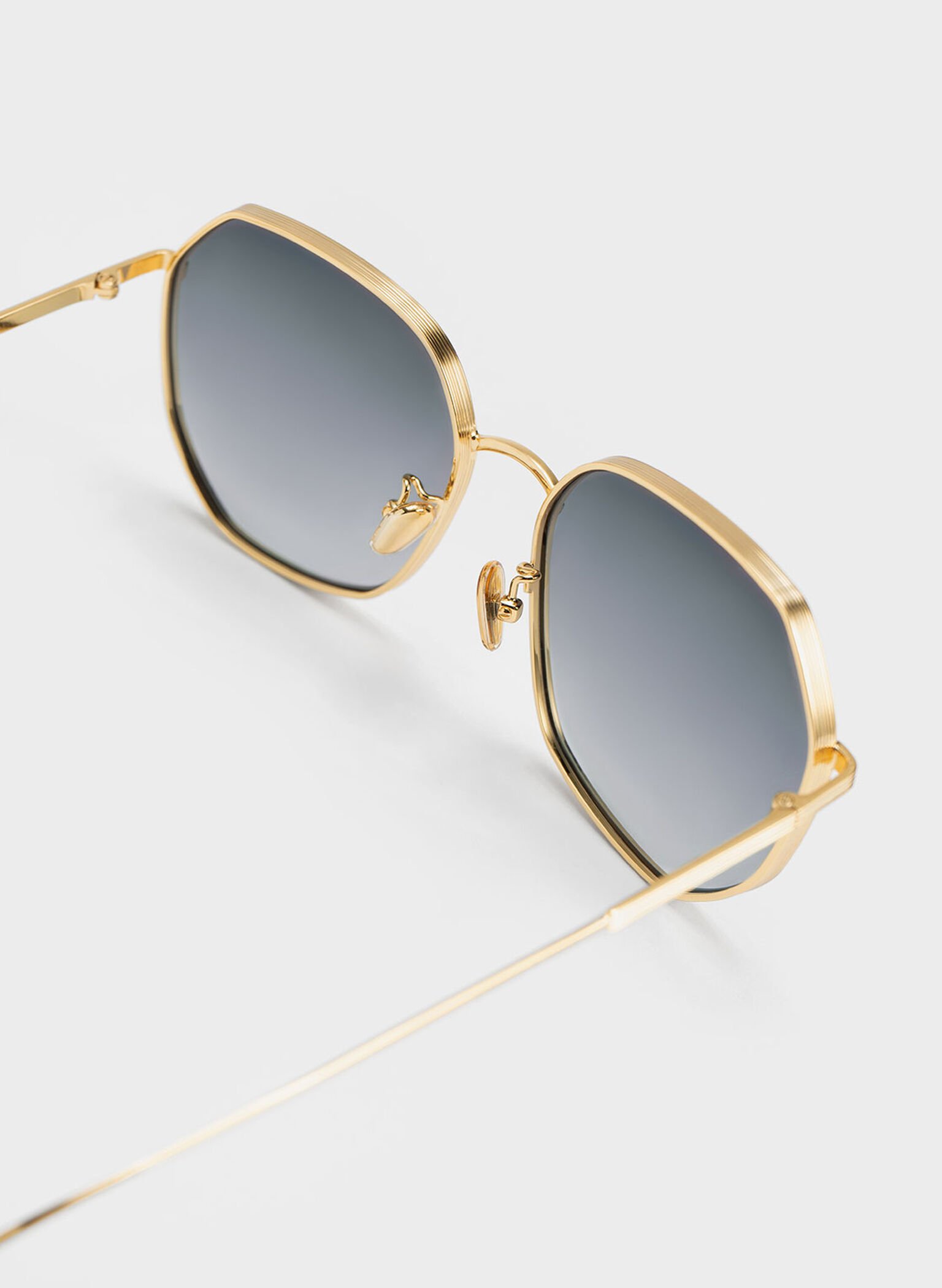 Tinted Geometric Sunglasses, Black, hi-res