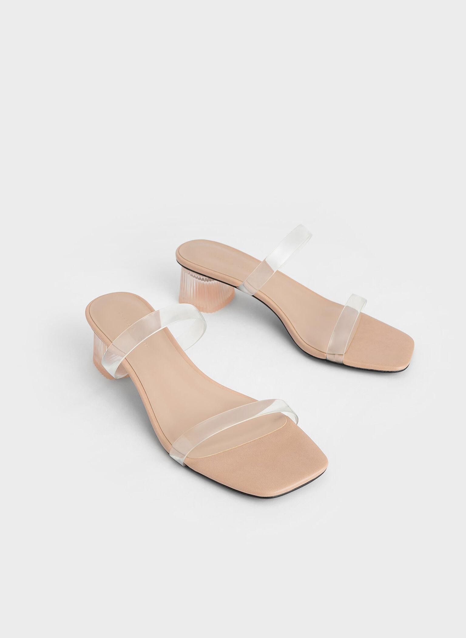 Double Strap See-Through Mules, Nude, hi-res