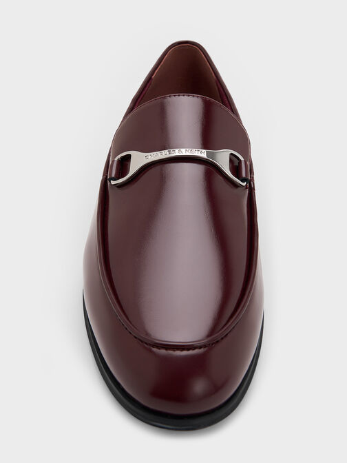 Leslie Metallic-Accent Loafers, Burgundy, hi-res