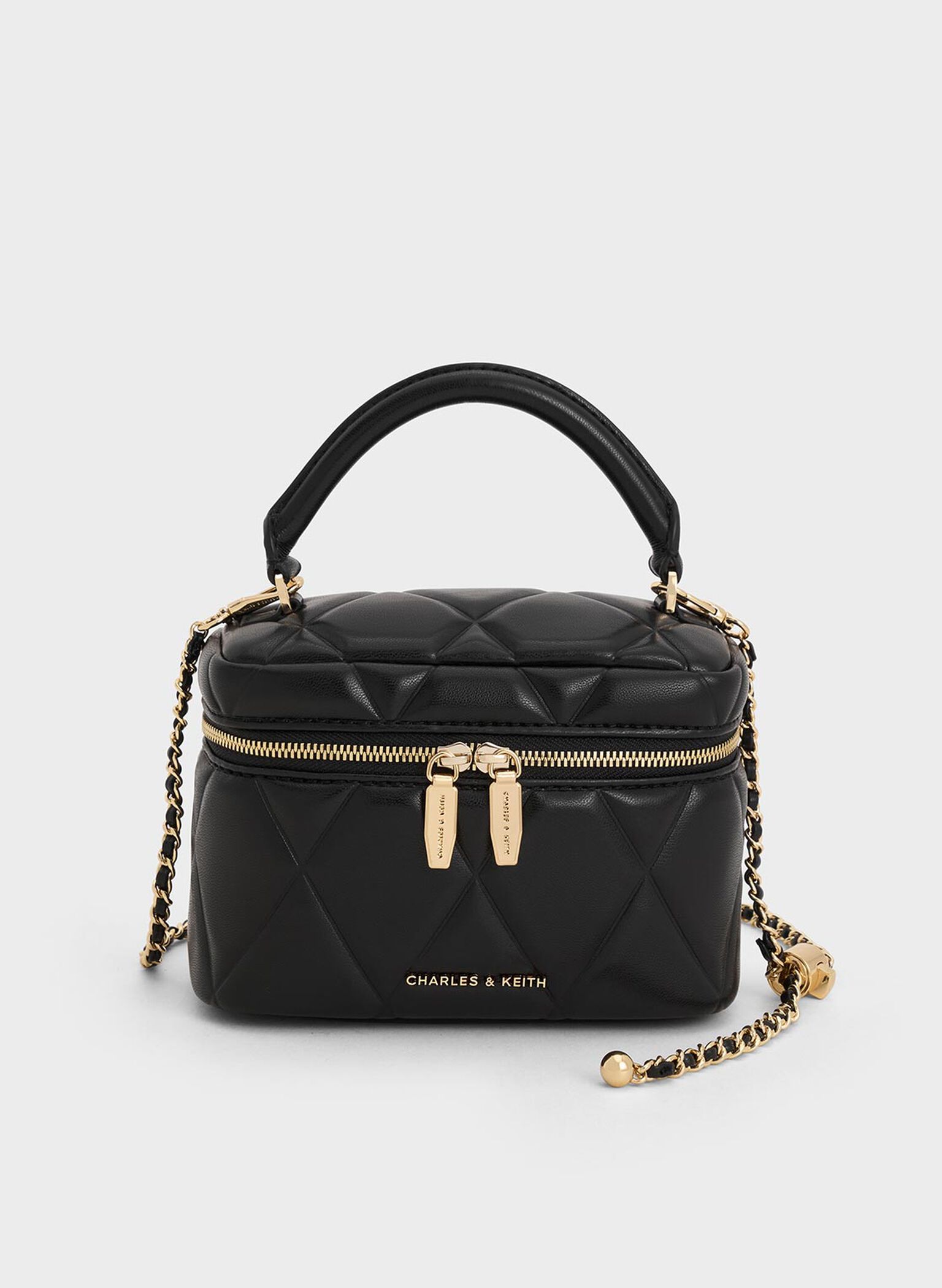Arwen Quilted Top Handle Vanity Bag, Black, hi-res