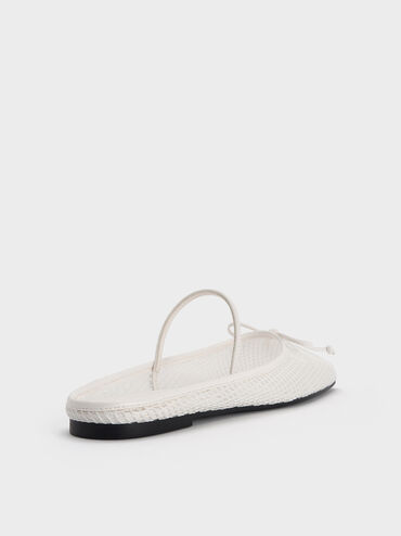 Mesh Bow Square-Toe Ballet Mules, White, hi-res