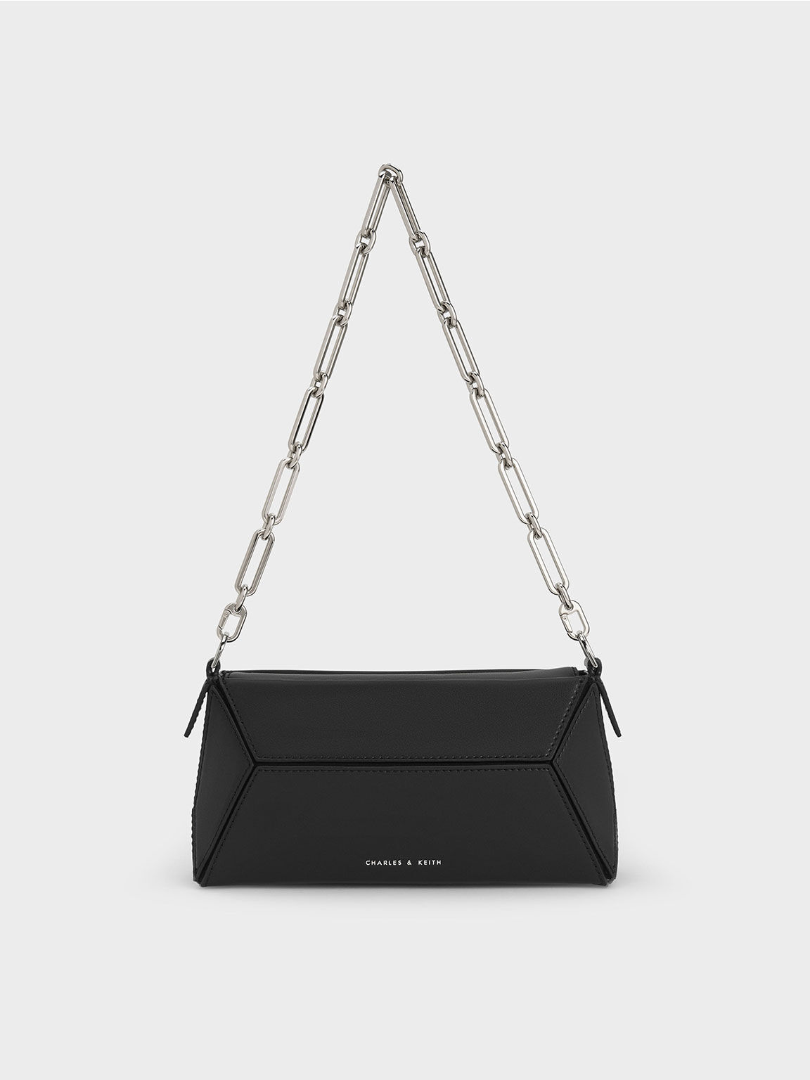 Nasrin Geometric Chain Handle Shoulder Bag Noir