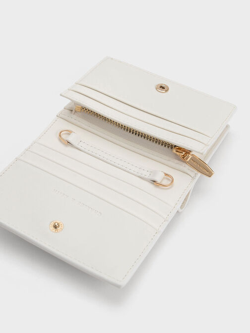 Tweed Snap Button Mini Short Wallet, White, hi-res