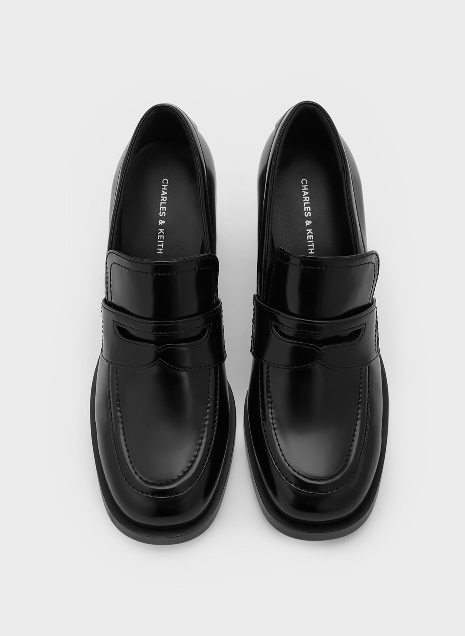 Penny Loafer Block-Heel Pumps, Black Box, hi-res