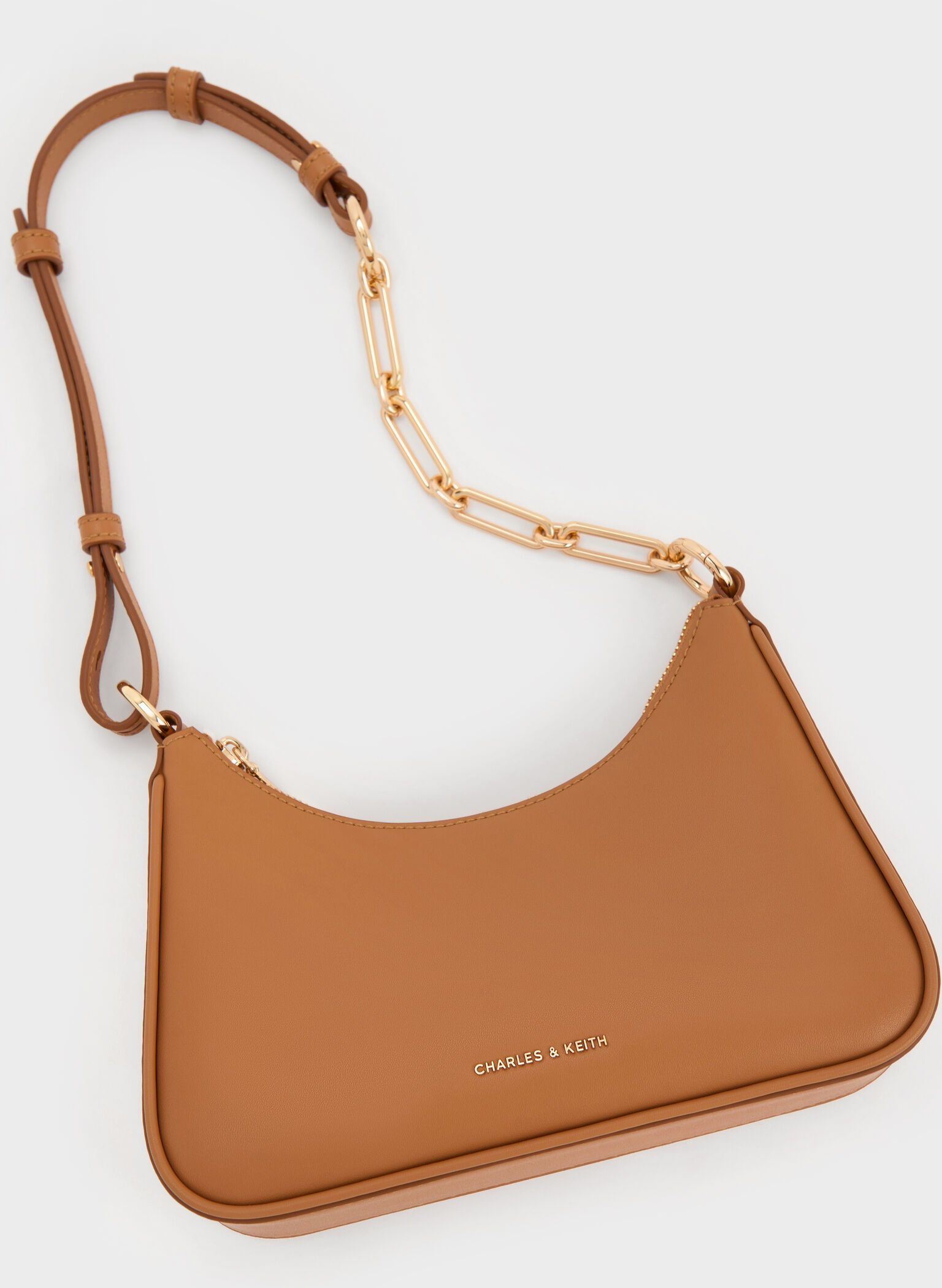 Lane Chain-Link Shoulder Bag, Russet Brown, hi-res