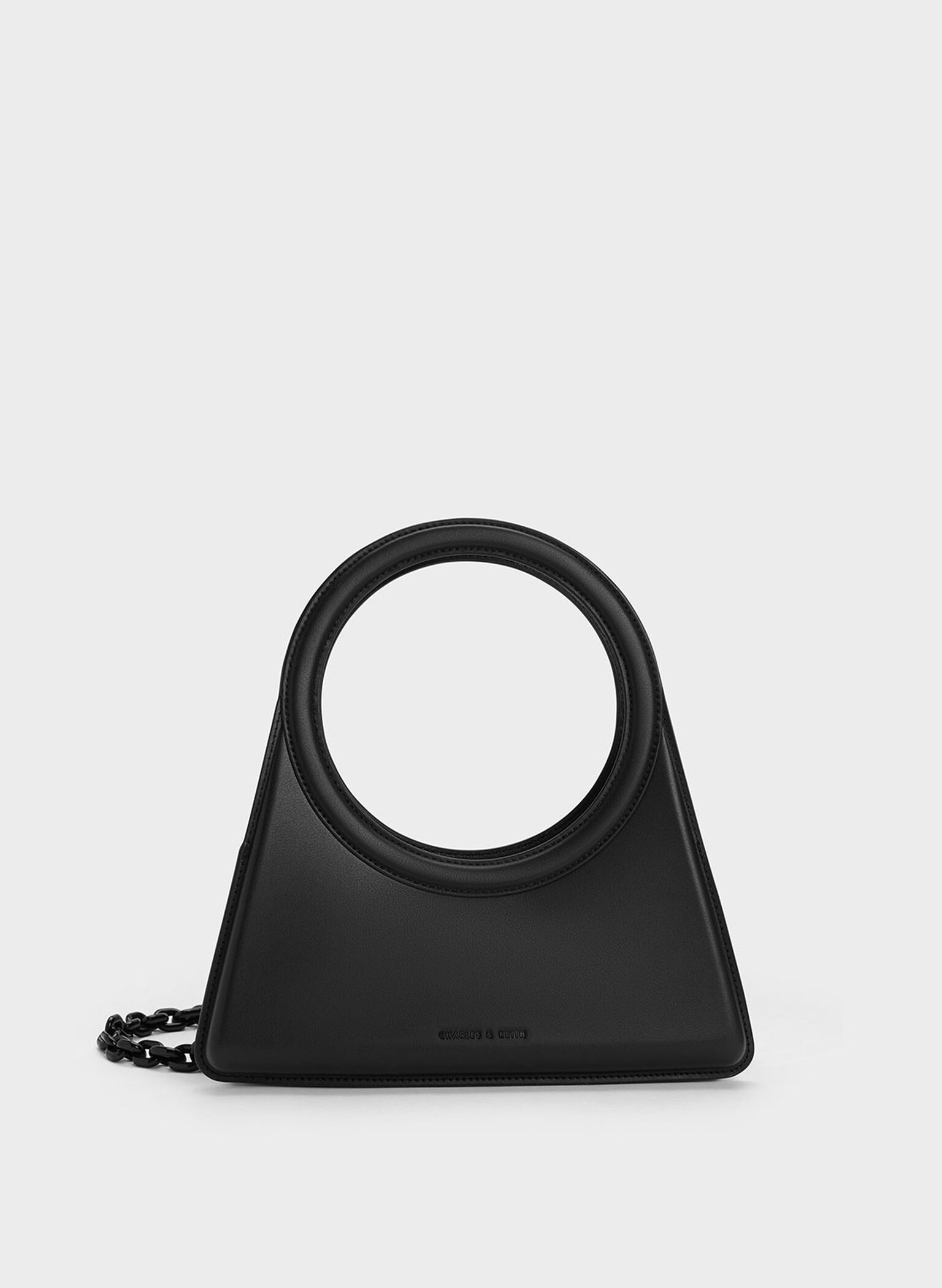 Camelia Circle Handle Geometric Bag, Black, hi-res