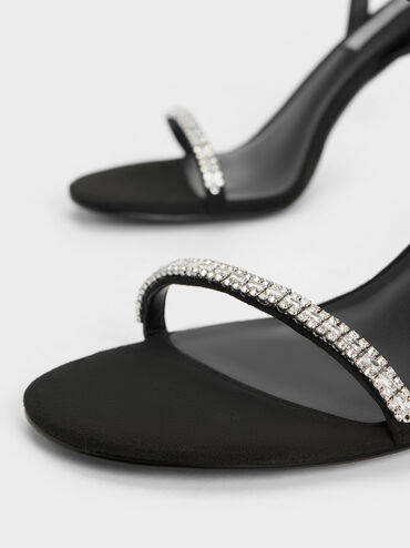 Ambrosia Textured Gem-Embellished Ankle-Strap Pumps, Black Textured, hi-res