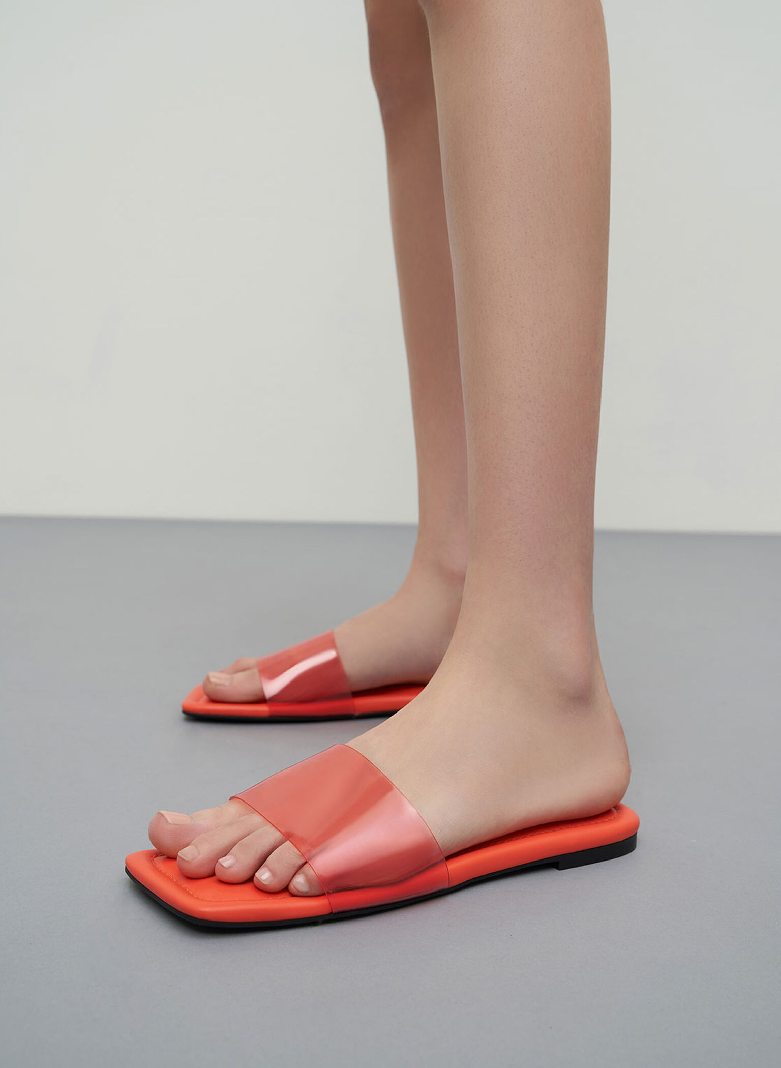 Padded Slide Sandals, Orange, hi-res