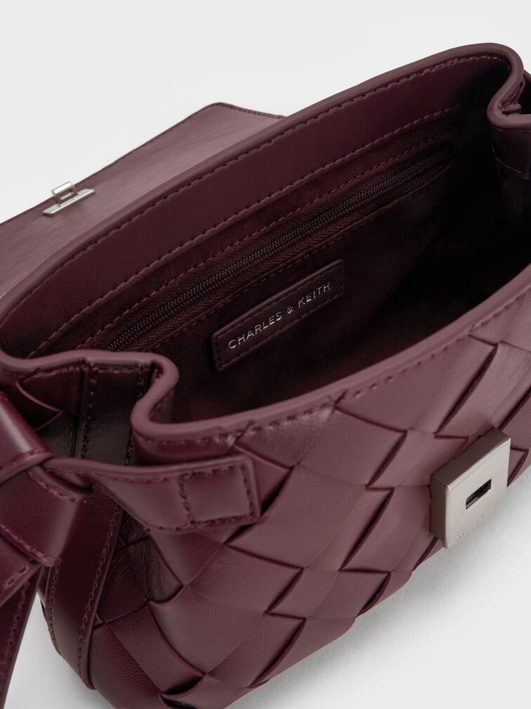 Ivette Woven Crossbody Bag, Wineberry Red, hi-res