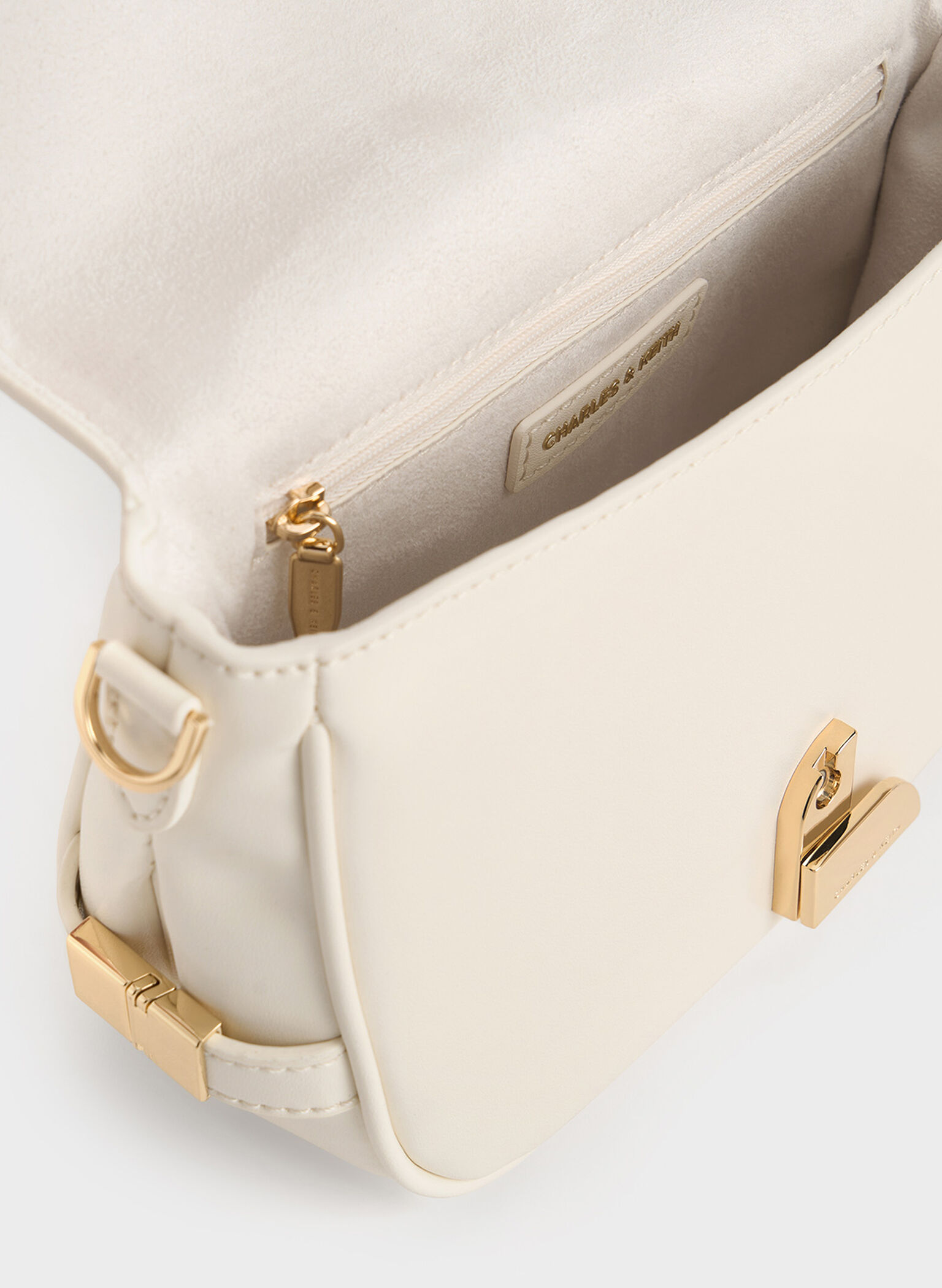 Aurelia Metallic-Accent Saddle Bag, Cream, hi-res