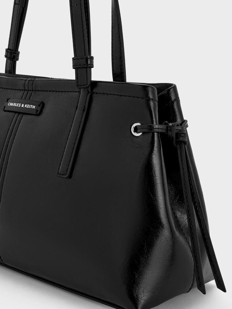 Noane Elongated-Handle Shoulder Bag, Noir, hi-res