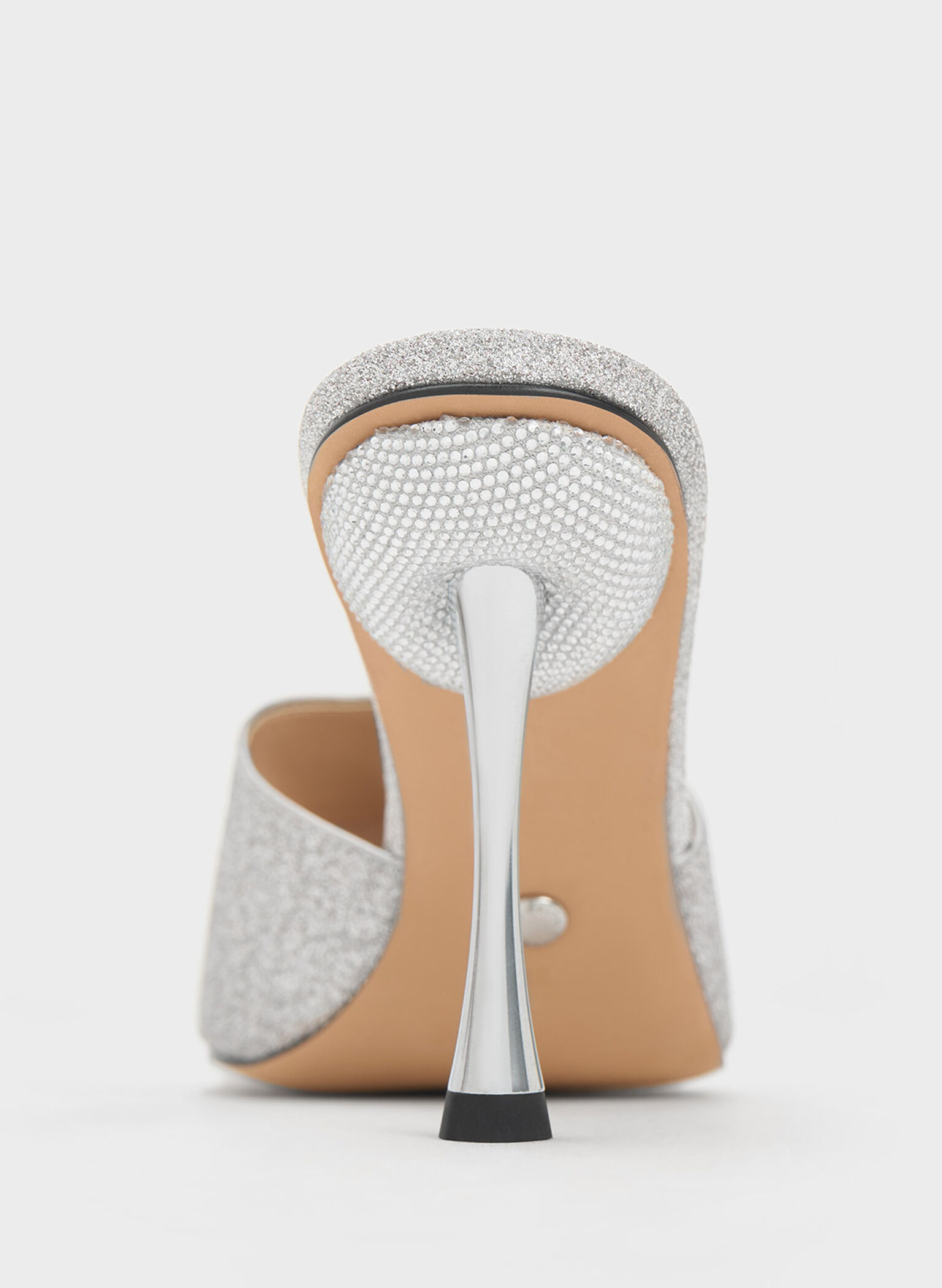 Demi Glittered Metallic Heel Mules, Silver, hi-res