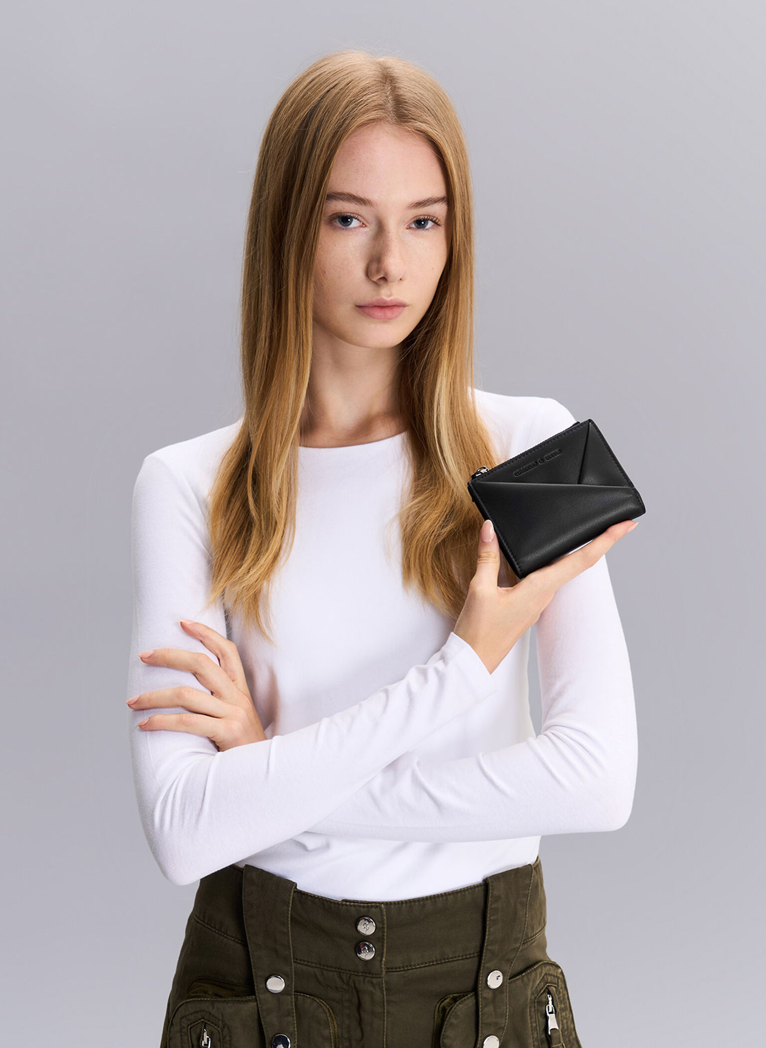 Midori Geometric Top-Zip Wallet, Noir, hi-res
