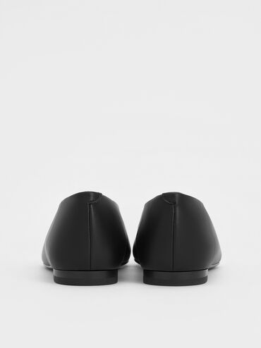 Asymmetrical Square-Toe Ballet Flats, Black, hi-res