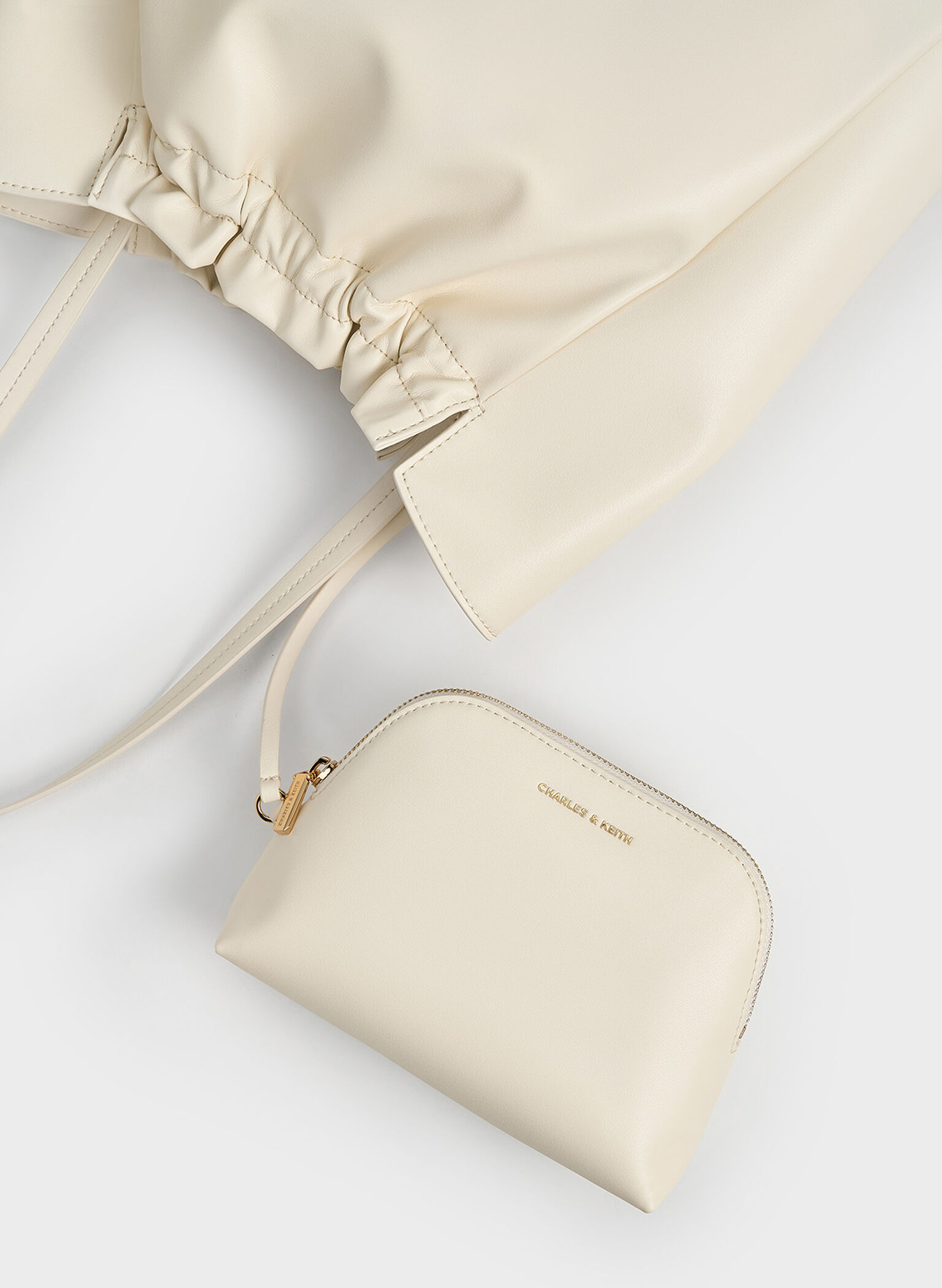 Brigette Ruched Tote Bag, Cream, hi-res
