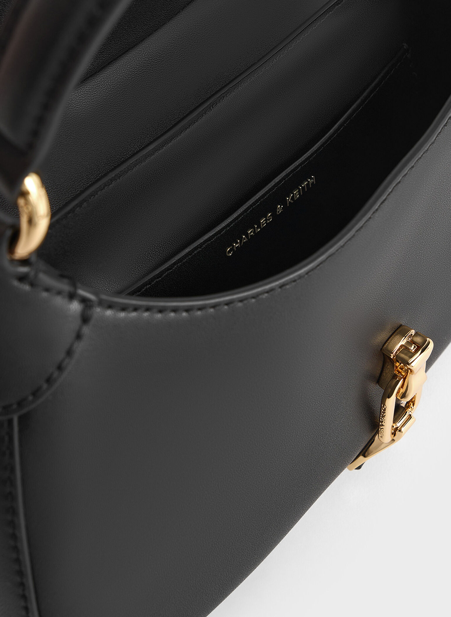 Agatha Chain-Accent Hobo Bag, Black, hi-res