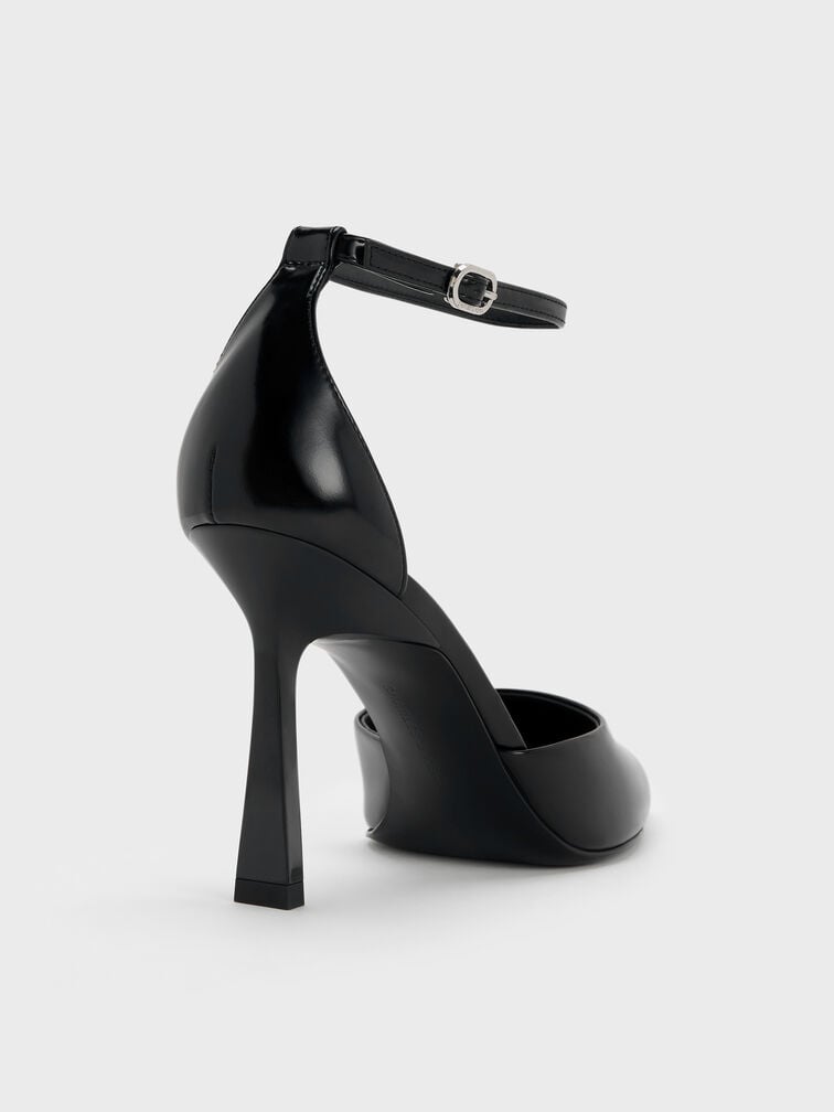 Pointed-Toe Ankle-Strap D'Orsay Pumps, Black Box, hi-res