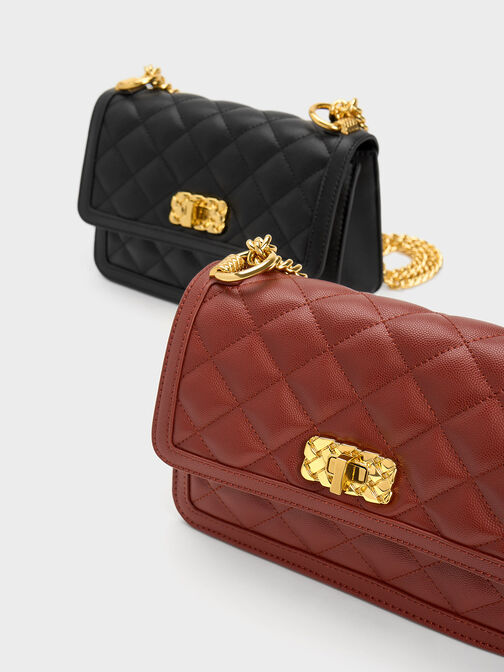 Micaela Quilted Chain Bag, Brick, hi-res